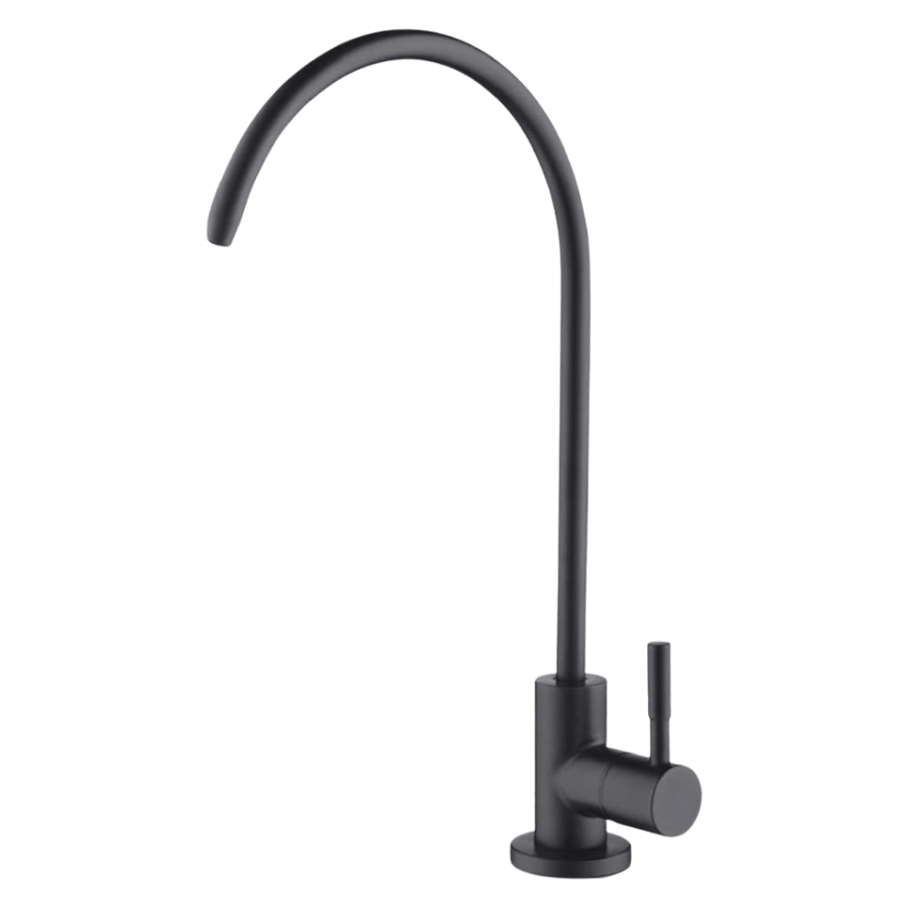 Matte black reverse osmosis faucet finish for kitchen sink — premium finish option for Shield Water Co. RO systems in DFW.