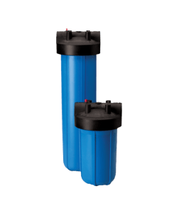 5-micron Big Blue pre-sediment filter add-on for whole home water treatment systems in Dallas-Fort Worth — removes dirt, sand, rust, and debris before the main system.